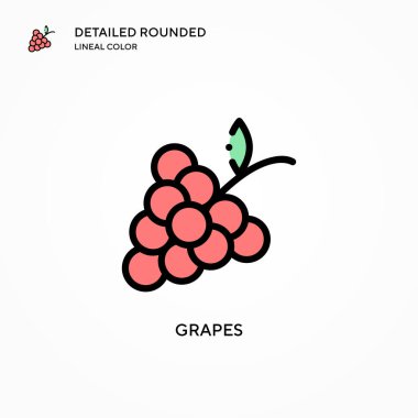 Üzüm vektör simgesi. Modern vektör illüstrasyon kavramları. Düzenlemesi ve kişiselleştirmesi kolay.