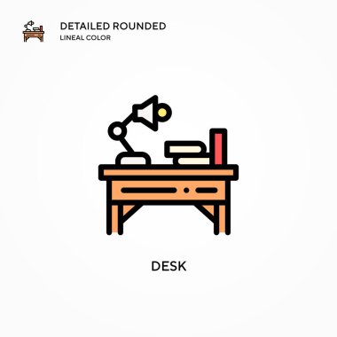 Masa vektör simgesi. Modern vektör illüstrasyon kavramları. Düzenlemesi ve kişiselleştirmesi kolay.