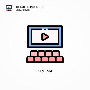 Sinema vektör simgesi. Modern vektör illüstrasyon kavramları. Düzenlemesi ve kişiselleştirmesi kolay.