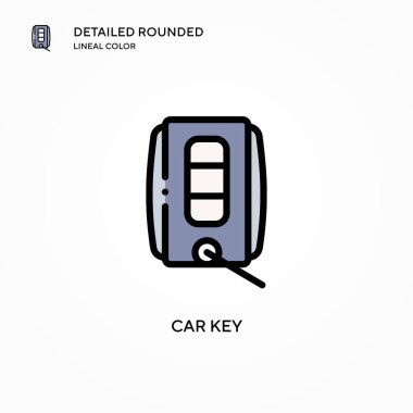 Araba anahtarı vektör simgesi. Modern vektör illüstrasyon kavramları. Düzenlemesi ve kişiselleştirmesi kolay.