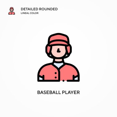 Beyzbol oyuncusu vektör simgesi. Modern vektör illüstrasyon kavramları. Düzenlemesi ve kişiselleştirmesi kolay.