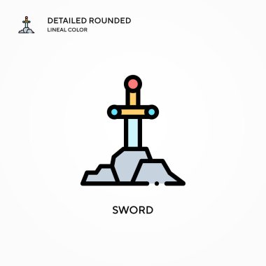 Kılıç vektör simgesi. Modern vektör illüstrasyon kavramları. Düzenlemesi ve kişiselleştirmesi kolay.