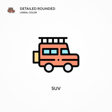 SUV vektör simgesi. Modern vektör illüstrasyon kavramları. Düzenlemesi ve kişiselleştirmesi kolay.