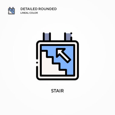 Merdiven vektör simgesi. Modern vektör illüstrasyon kavramları. Düzenlemesi ve kişiselleştirmesi kolay.