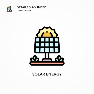 Güneş enerjisi vektör simgesi. Modern vektör illüstrasyon kavramları. Düzenlemesi ve kişiselleştirmesi kolay.