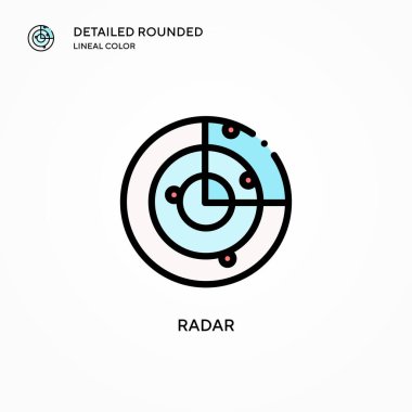 Radar vektör simgesi. Modern vektör illüstrasyon kavramları. Düzenlemesi ve kişiselleştirmesi kolay.