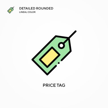 Fiyat etiketi vektör simgesi. Modern vektör illüstrasyon kavramları. Düzenlemesi ve kişiselleştirmesi kolay.