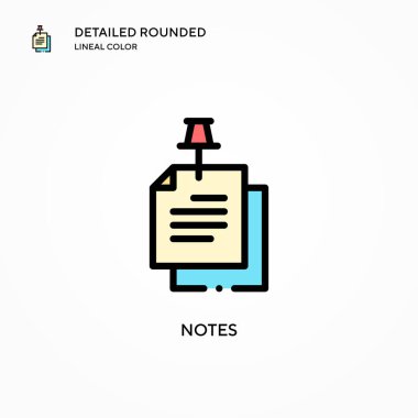 Not vektör simgesi. Modern vektör illüstrasyon kavramları. Düzenlemesi ve kişiselleştirmesi kolay.