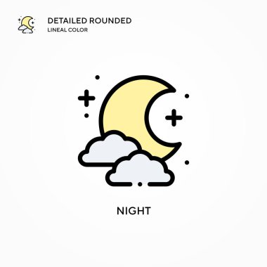 Gece vektör simgesi. Modern vektör illüstrasyon kavramları. Düzenlemesi ve kişiselleştirmesi kolay.