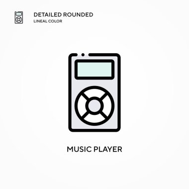 Müzik çalar vektör simgesi. Modern vektör illüstrasyon kavramları. Düzenlemesi ve kişiselleştirmesi kolay.