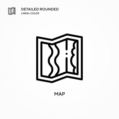 Harita vektör simgesi. Modern vektör illüstrasyon kavramları. Düzenlemesi ve kişiselleştirmesi kolay.