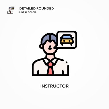 Eğitmen vektör simgesi. Modern vektör illüstrasyon kavramları. Düzenlemesi ve kişiselleştirmesi kolay.