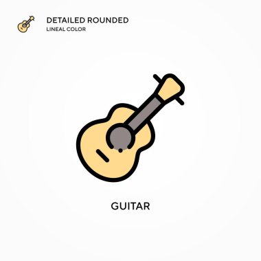 Gitar vektör simgesi. Modern vektör illüstrasyon kavramları. Düzenlemesi ve kişiselleştirmesi kolay.