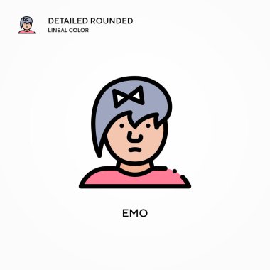 Emo vektör simgesi. Modern vektör illüstrasyon kavramları. Düzenlemesi ve kişiselleştirmesi kolay.