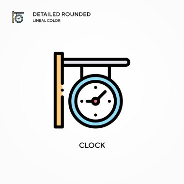 Saat vektör simgesi. Modern vektör illüstrasyon kavramları. Düzenlemesi ve kişiselleştirmesi kolay.