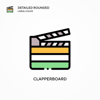 Alkış tahtası vektör simgesi. Modern vektör illüstrasyon kavramları. Düzenlemesi ve kişiselleştirmesi kolay.