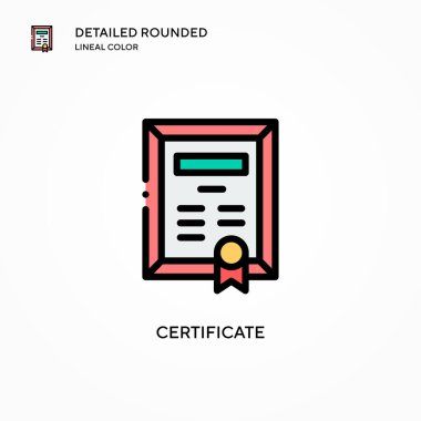 Sertifika vektör simgesi. Modern vektör illüstrasyon kavramları. Düzenlemesi ve kişiselleştirmesi kolay.