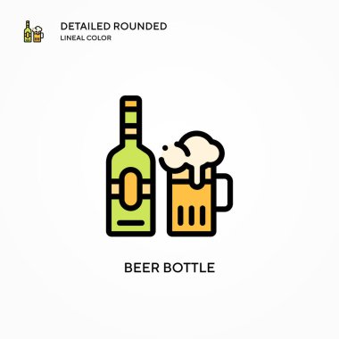 Bira şişesi vektör simgesi. Modern vektör illüstrasyon kavramları. Düzenlemesi ve kişiselleştirmesi kolay.