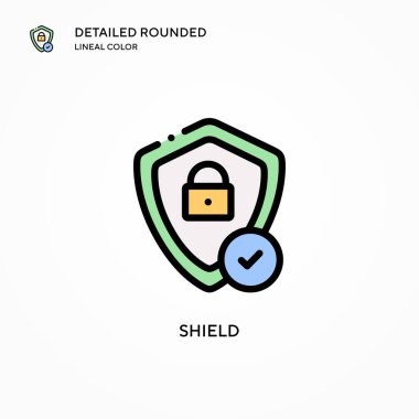 Kalkan vektör simgesi. Modern vektör illüstrasyon kavramları. Düzenlemesi ve kişiselleştirmesi kolay.