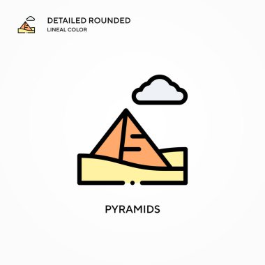 Piramitlerin vektör simgesi. Modern vektör illüstrasyon kavramları. Düzenlemesi ve kişiselleştirmesi kolay.