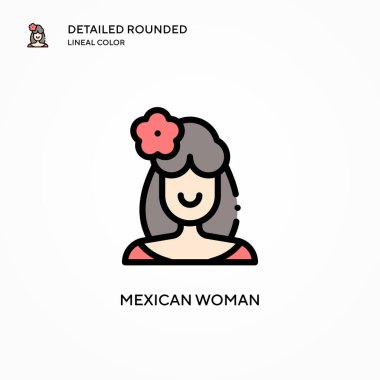Meksikalı kadın vektör ikonu. Modern vektör illüstrasyon kavramları. Düzenlemesi ve kişiselleştirmesi kolay.