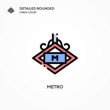 Metro vektör simgesi. Modern vektör illüstrasyon kavramları. Düzenlemesi ve kişiselleştirmesi kolay.