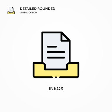 Gelen kutusu vektör simgesi. Modern vektör illüstrasyon kavramları. Düzenlemesi ve kişiselleştirmesi kolay.
