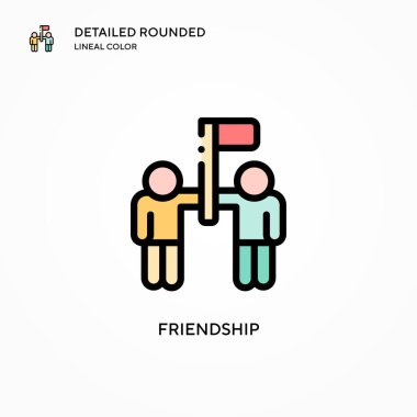 Dostluk vektör simgesi. Modern vektör illüstrasyon kavramları. Düzenlemesi ve kişiselleştirmesi kolay.