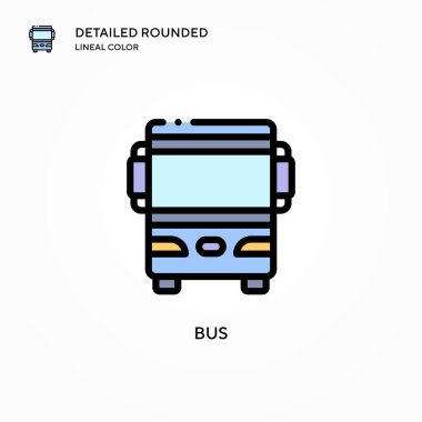 Otobüs vektör simgesi. Modern vektör illüstrasyon kavramları. Düzenlemesi ve kişiselleştirmesi kolay.