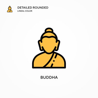 Buda vektör simgesi. Modern vektör illüstrasyon kavramları. Düzenlemesi ve kişiselleştirmesi kolay.