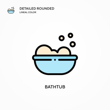 Küvet vektör simgesi. Modern vektör illüstrasyon kavramları. Düzenlemesi ve kişiselleştirmesi kolay.