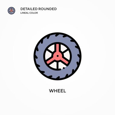 Tekerlek vektör simgesi. Modern vektör illüstrasyon kavramları. Düzenlemesi ve kişiselleştirmesi kolay.