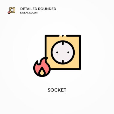 Soket vektör simgesi. Modern vektör illüstrasyon kavramları. Düzenlemesi ve kişiselleştirmesi kolay.
