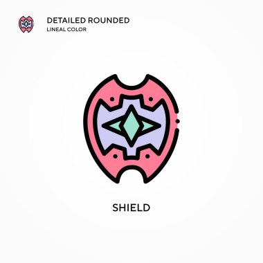 Kalkan vektör simgesi. Modern vektör illüstrasyon kavramları. Düzenlemesi ve kişiselleştirmesi kolay.