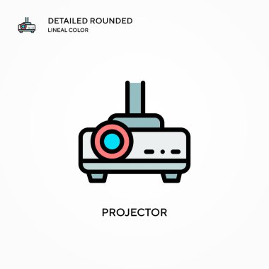 Projektör vektör simgesi. Modern vektör illüstrasyon kavramları. Düzenlemesi ve kişiselleştirmesi kolay.