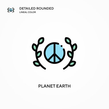 Gezegen Dünya vektör simgesi. Modern vektör illüstrasyon kavramları. Düzenlemesi ve kişiselleştirmesi kolay.