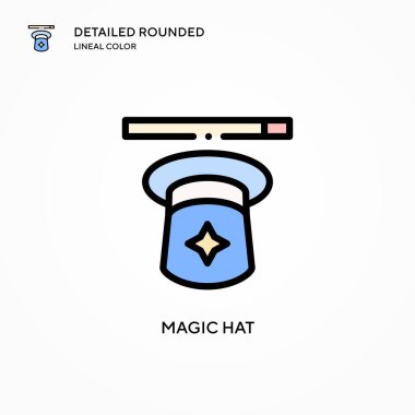 Sihirli şapka vektör simgesi. Modern vektör illüstrasyon kavramları. Düzenlemesi ve kişiselleştirmesi kolay.