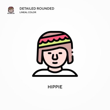 Hippi vektör simgesi. Modern vektör illüstrasyon kavramları. Düzenlemesi ve kişiselleştirmesi kolay.