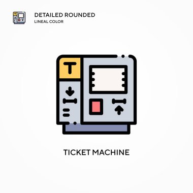Bilet makinesi vektör simgesi. Modern vektör illüstrasyon kavramları. Düzenlemesi ve kişiselleştirmesi kolay.