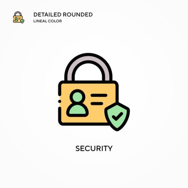Güvenlik vektör simgesi. Modern vektör illüstrasyon kavramları. Düzenlemesi ve kişiselleştirmesi kolay.