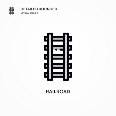 Demiryolu vektör simgesi. Modern vektör illüstrasyon kavramları. Düzenlemesi ve kişiselleştirmesi kolay.