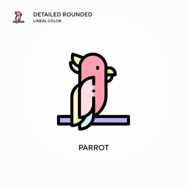 Papağan vektör simgesi. Modern vektör illüstrasyon kavramları. Düzenlemesi ve kişiselleştirmesi kolay.