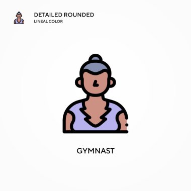 Jimnastikçi vektör simgesi. Modern vektör illüstrasyon kavramları. Düzenlemesi ve kişiselleştirmesi kolay.