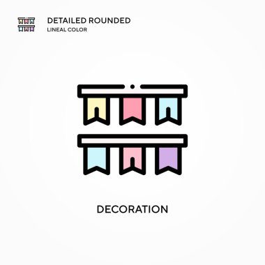 Dekorasyon vektör simgesi. Modern vektör illüstrasyon kavramları. Düzenlemesi ve kişiselleştirmesi kolay.
