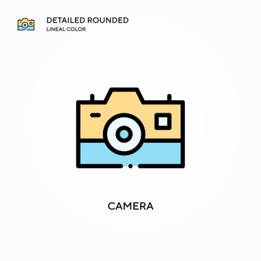 Kamera vektör simgesi. Modern vektör illüstrasyon kavramları. Düzenlemesi ve kişiselleştirmesi kolay.