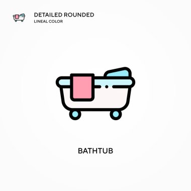 Küvet vektör simgesi. Modern vektör illüstrasyon kavramları. Düzenlemesi ve kişiselleştirmesi kolay.