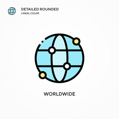 Dünya çapında vektör simgesi. Modern vektör illüstrasyon kavramları. Düzenlemesi ve kişiselleştirmesi kolay.