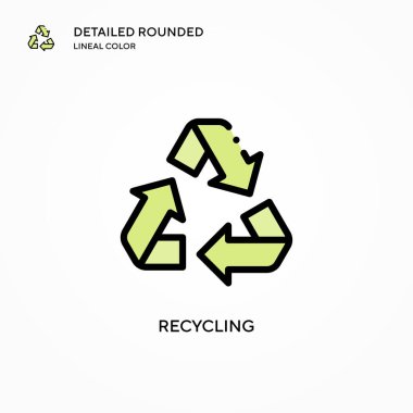 Vektör simgesi geri dönüşümü. Modern vektör illüstrasyon kavramları. Düzenlemesi ve kişiselleştirmesi kolay.