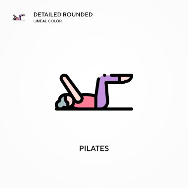 Pilates vektör simgesi. Modern vektör illüstrasyon kavramları. Düzenlemesi ve kişiselleştirmesi kolay.