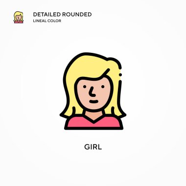 Kız vektör simgesi. Modern vektör illüstrasyon kavramları. Düzenlemesi ve kişiselleştirmesi kolay.